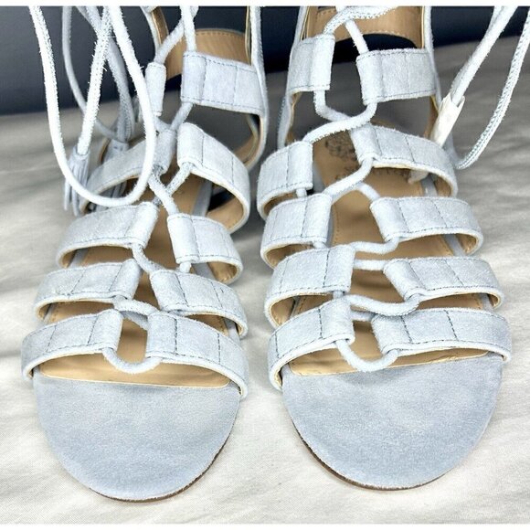 Vince Camuto Helayn Gladiator Sandals Women's Size 6.5 / 36.5 Light Blue Suede - Picture 4 of 14